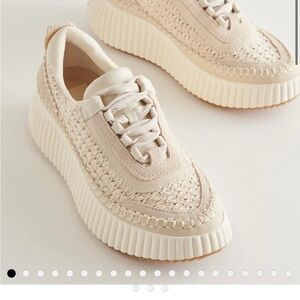 Dolce Vita Dolan Cream Platform Sneakers with Textured Knit